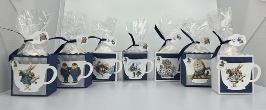 7 Fill My Teacup Navy Blue and Silver Mad Hatter Alice in Wonderland Party Favors