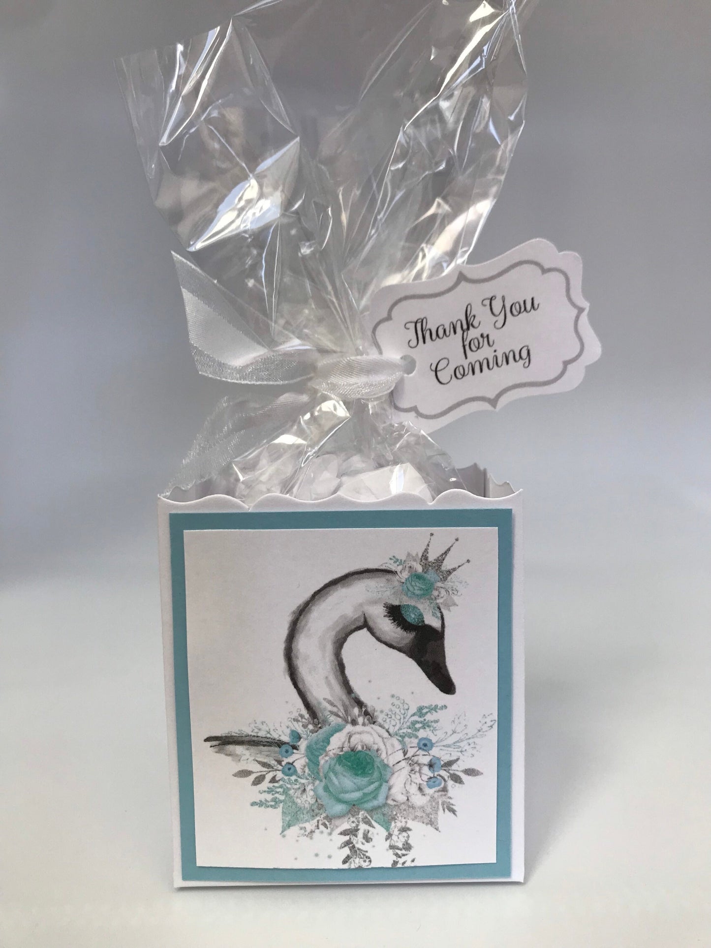 Princess Swan Party Favor Box: Floral Bouquet, Personalized Tag