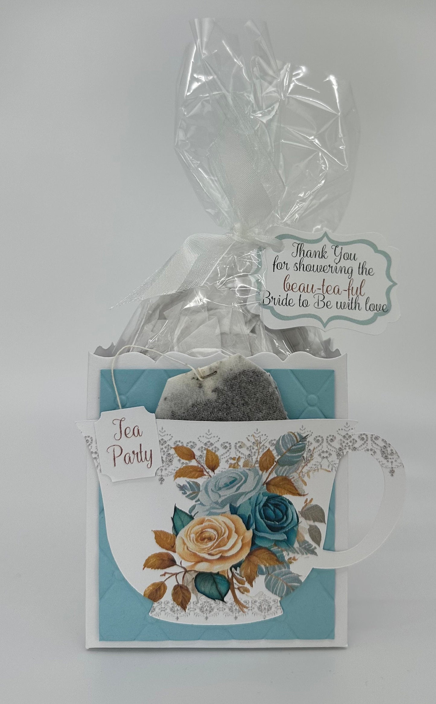 Blue Rose Bouquet Tea Party Favor for Birthday or Beau-Tea-Ful Bridal Shower