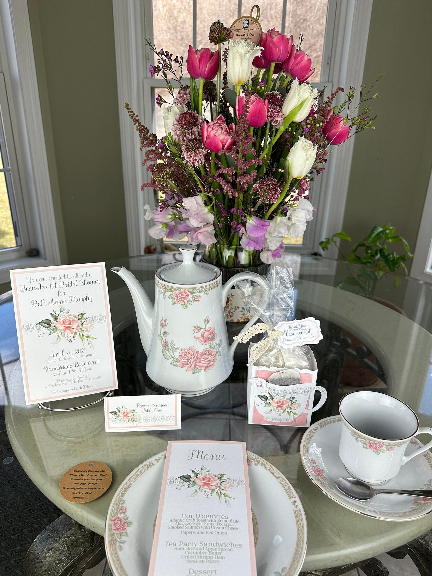 Pink Rose Bouquet Ensemble Bridal Shower Tea Party Pack Kit
