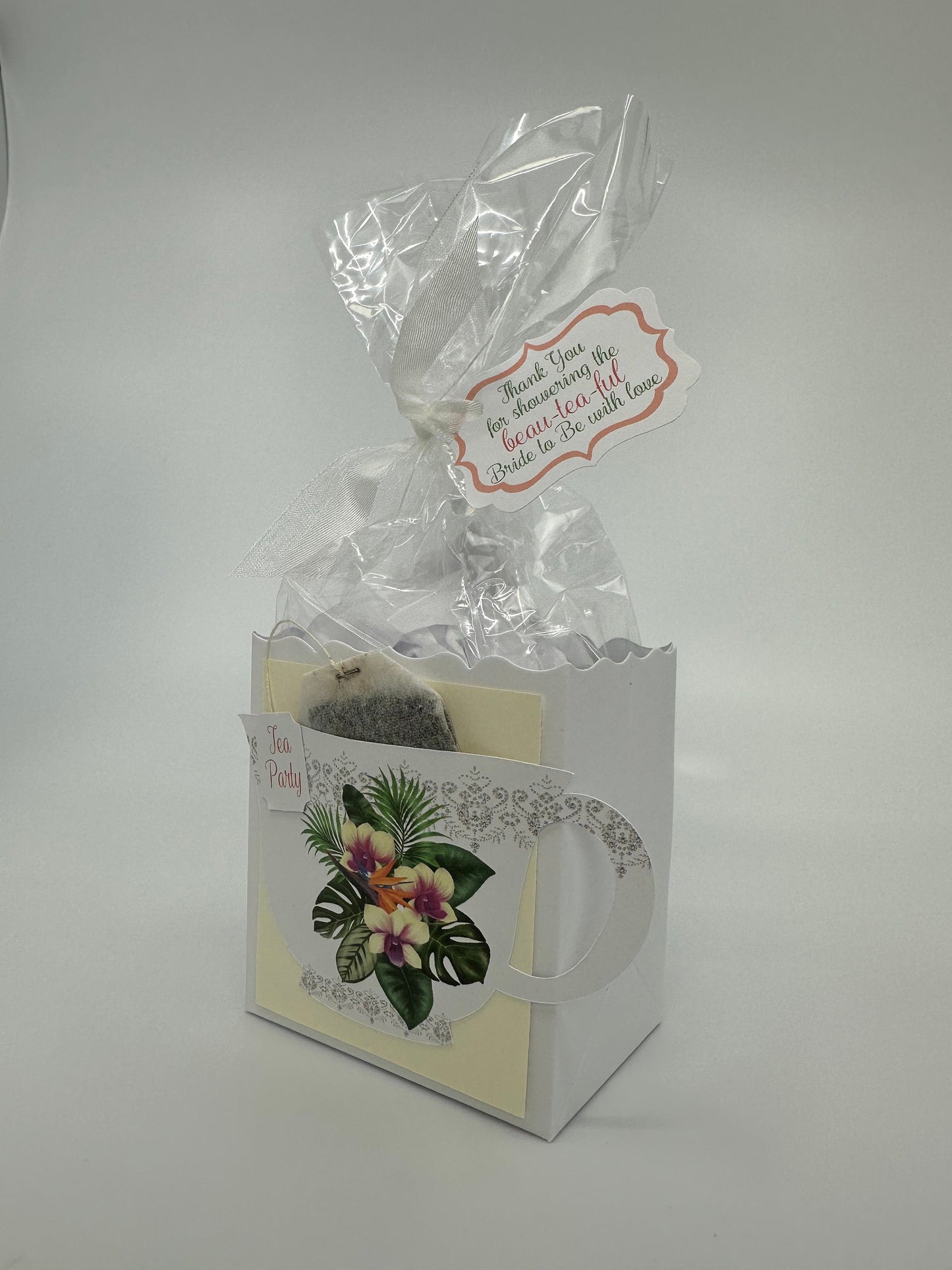 3 Orchids Beau-Tea-Ful Hawaiian Tea Party Favor Box & Bag Wedding Bridal Baby Shower Birthday Beach Corporate Special Event Planning