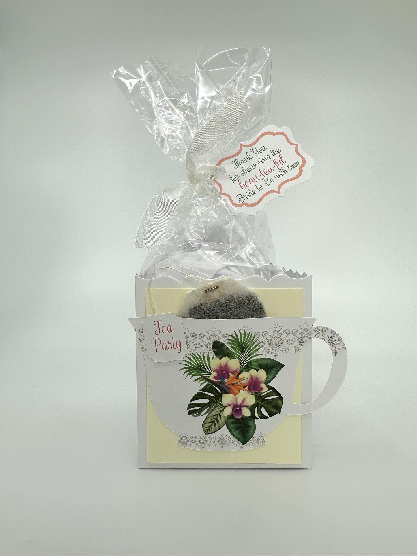 3 Orchids Beau-Tea-Ful Hawaiian Tea Party Favor Box & Bag Wedding Bridal Baby Shower Birthday Beach Corporate Special Event Planning