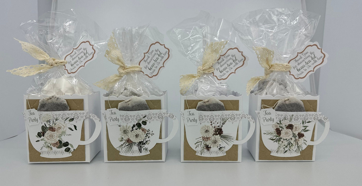 Winter Tea Party Gift Box Bag Favors - 4 Favors