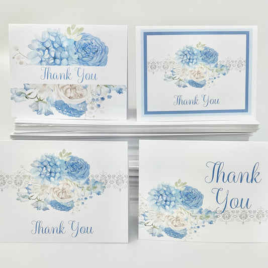 Sky Blue Package of 4 Thank You Cards