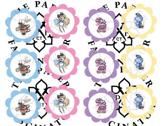 Alice in Wonderland Mad Hatter Tea Party Cupcake Toppers