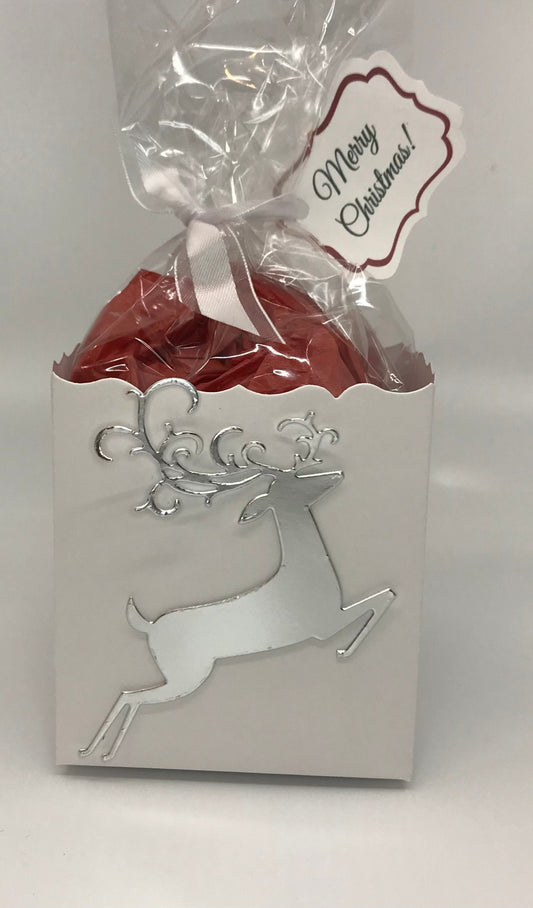 Silver Foil Reindeer Party Favor Gift Box