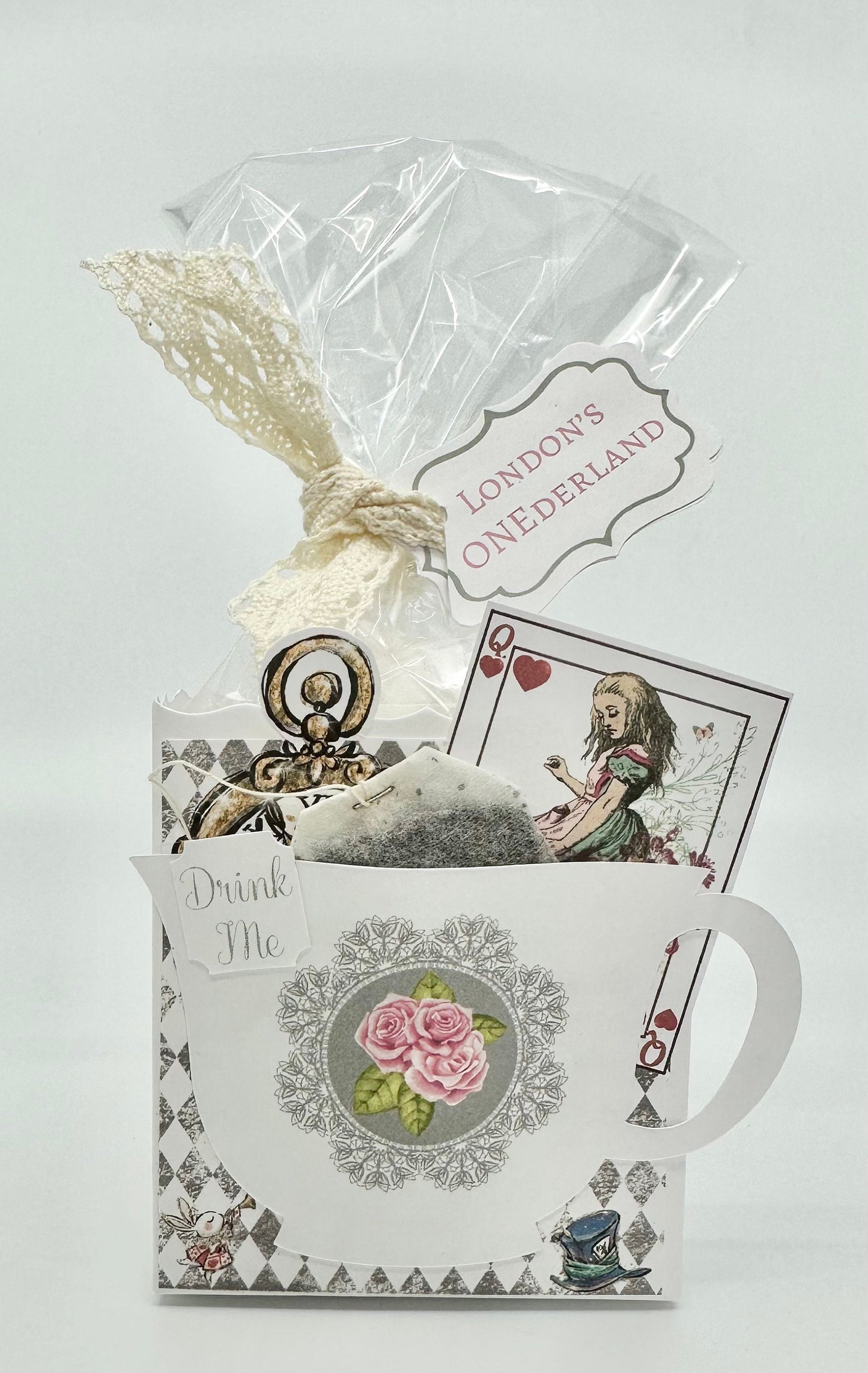 Set of 3 London Rose Alice in Wonderland Tea Party Favors for Baby Bridal Shower Birthday Special Corporate Events Planning