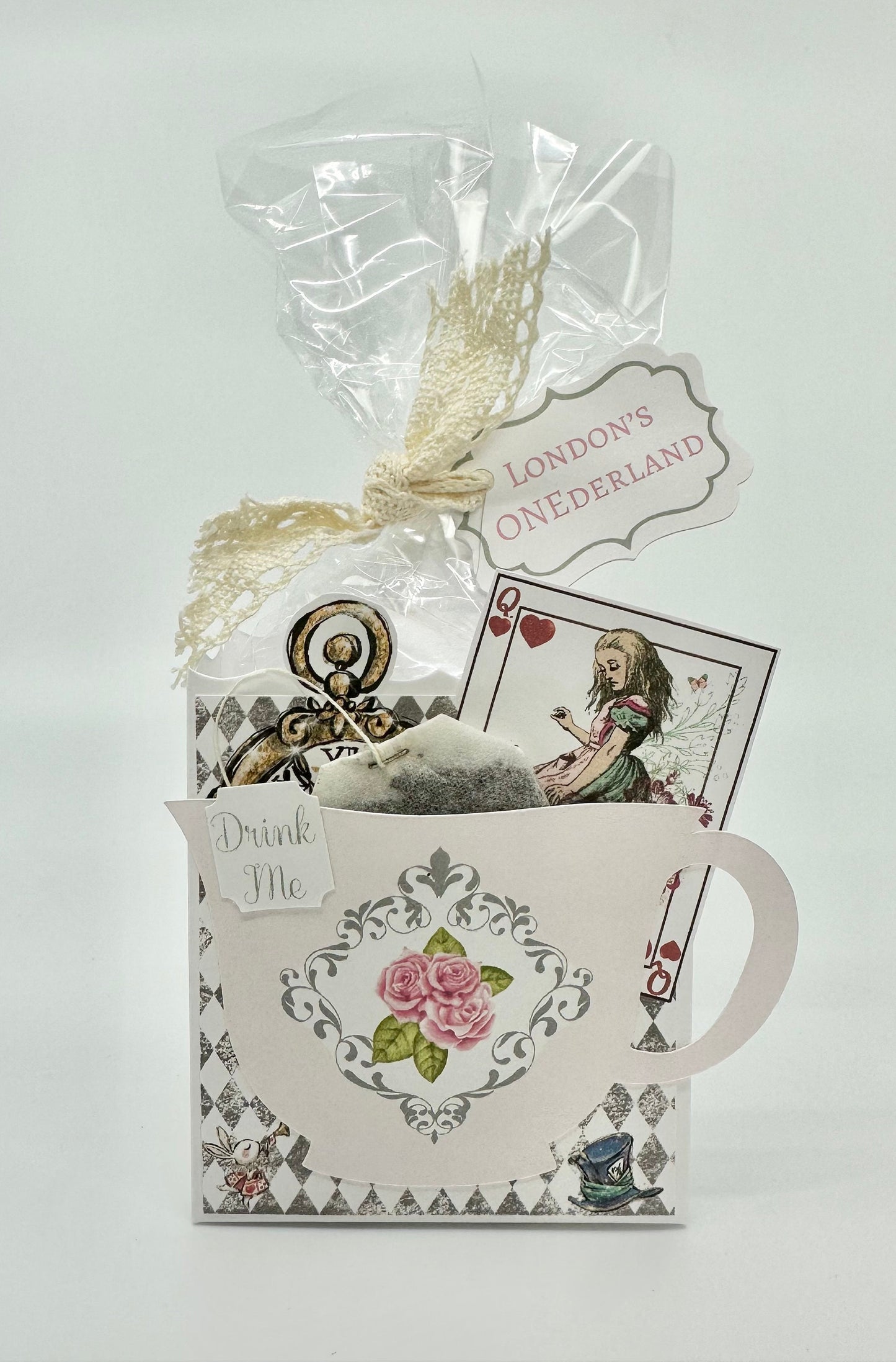 Set of 3 London Rose Alice in Wonderland Tea Party Favors for Baby Bridal Shower Birthday Special Corporate Events Planning