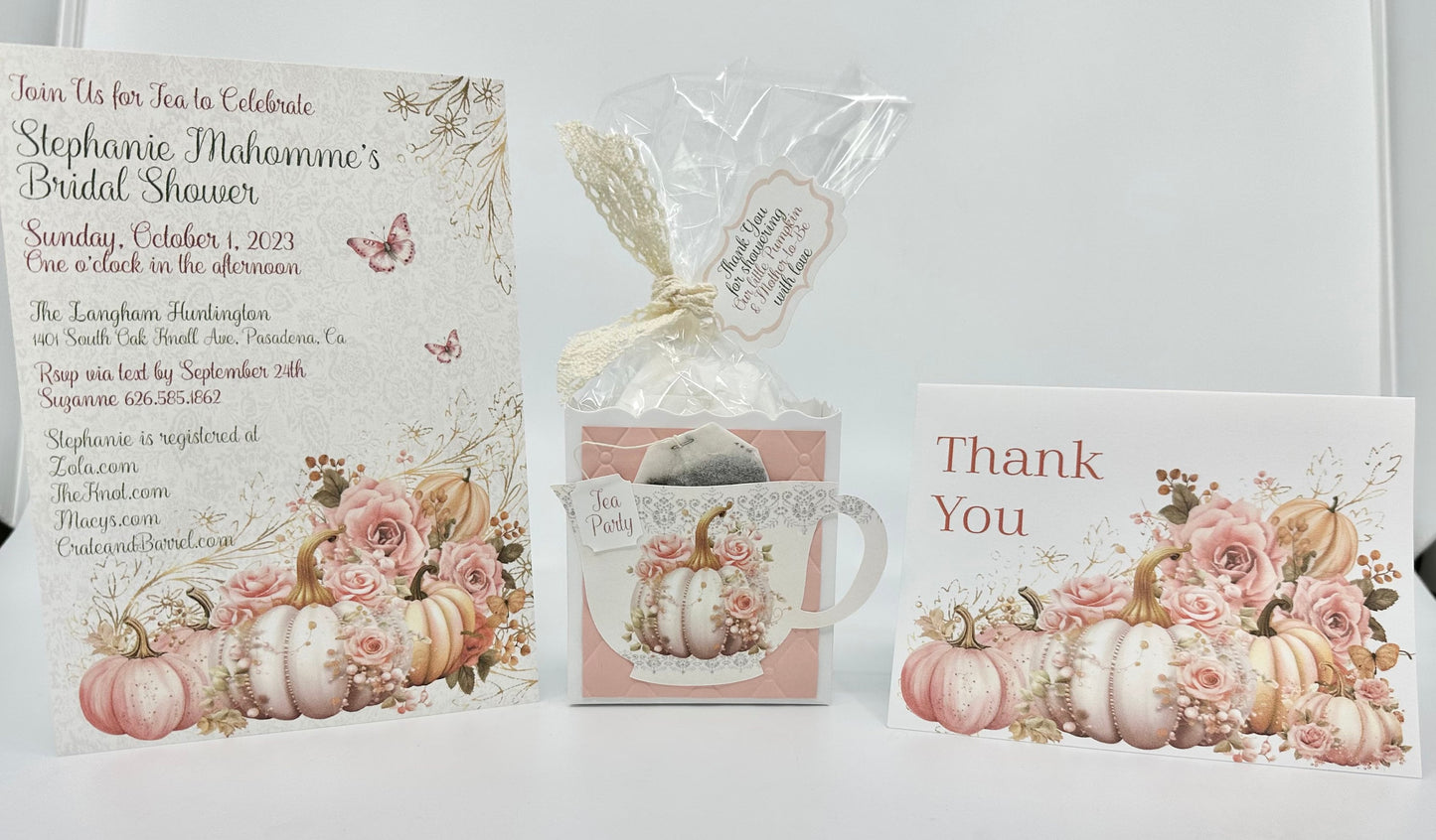 Little Pumpkin with Pearls & Pink Roses Tea Party Ensemble by Paper Fascinator for Bridal Baby Showers Birthdays Wedding