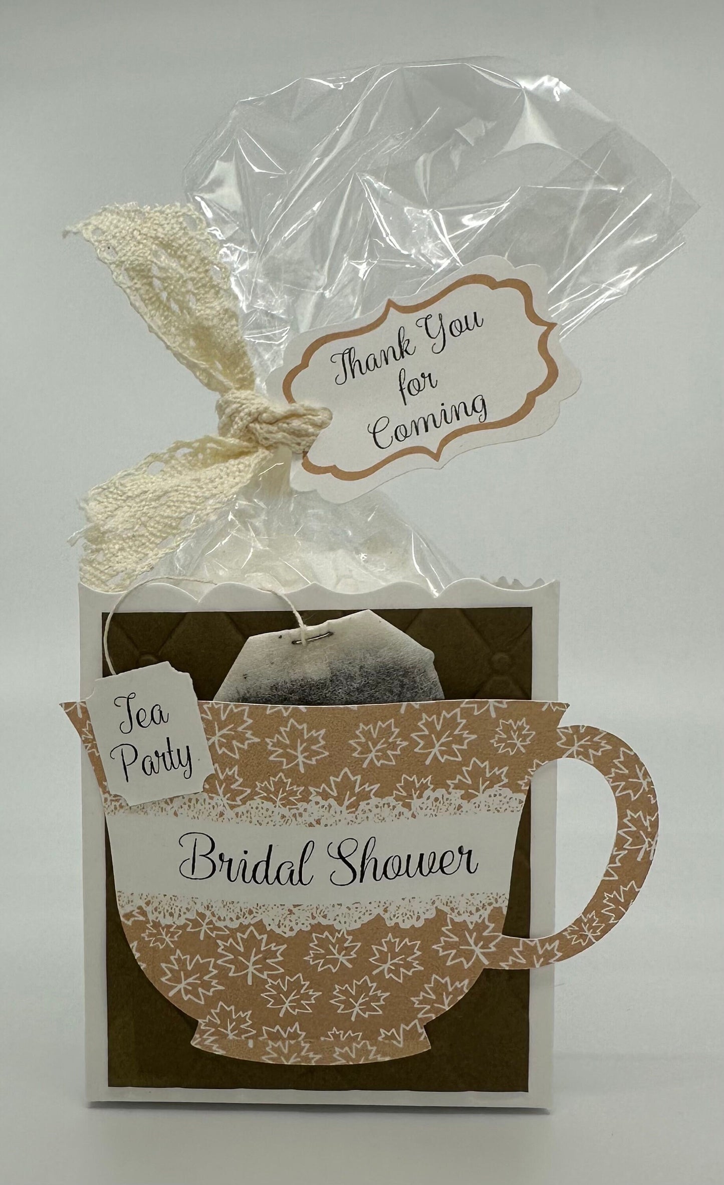 Fall Leaves Beau-tea-ful Tea Party Favor Gift Box & Bag for Wedding Bridal Shower Baby is Brewing Birthday or special event adult