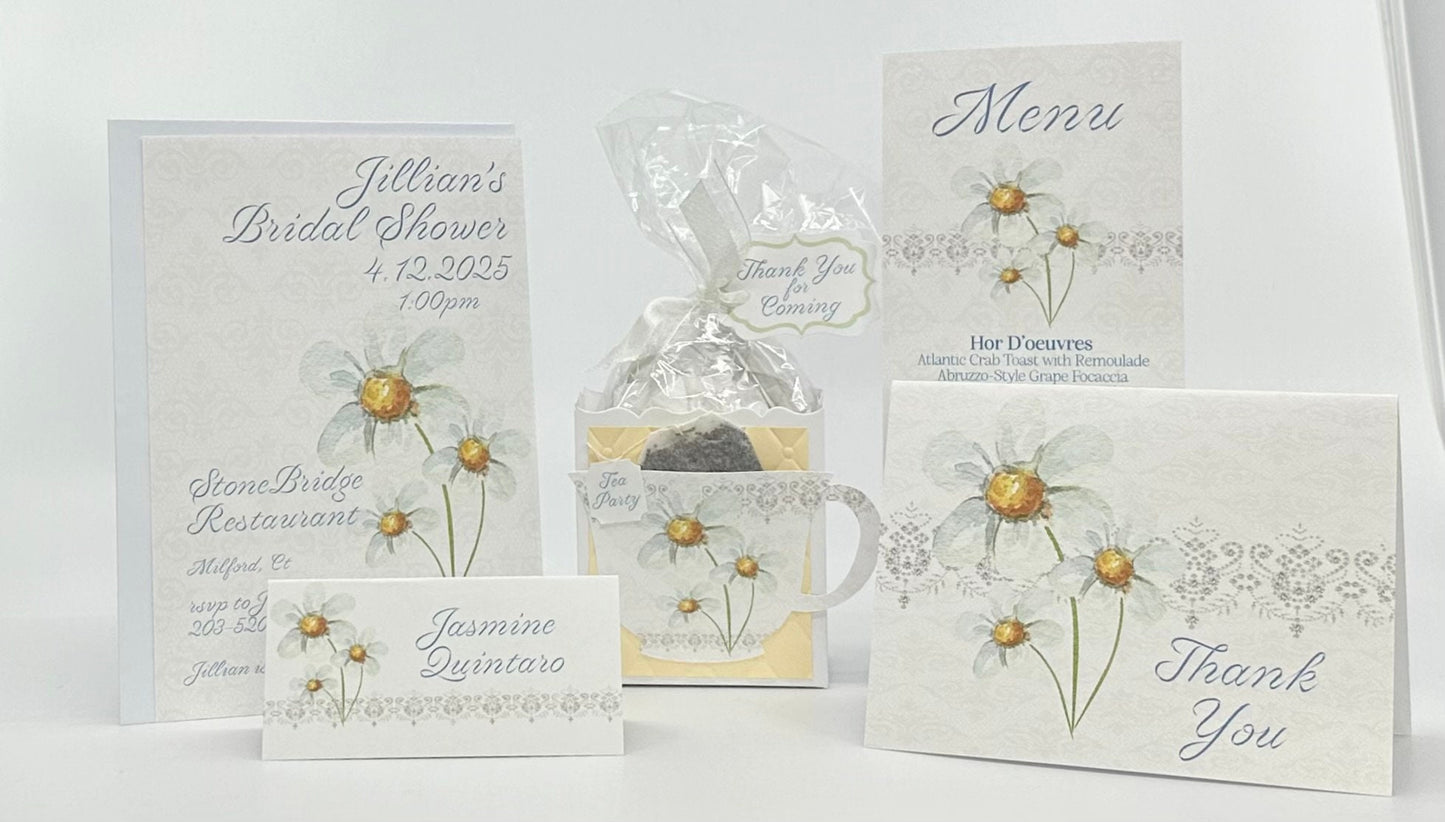 Trois Pâquerette Daisy Bouquet Tea Party Gift Box Bag Favor Bridal Shower