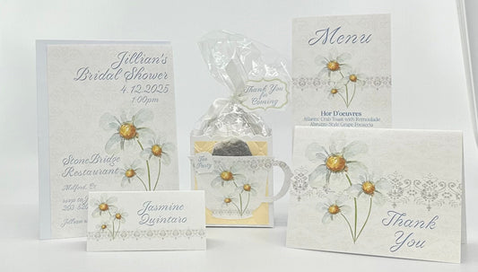 Trois Pâquerette Daisy Bouquet Tea Party Ensemble Bridal Baby Showers Birthdays