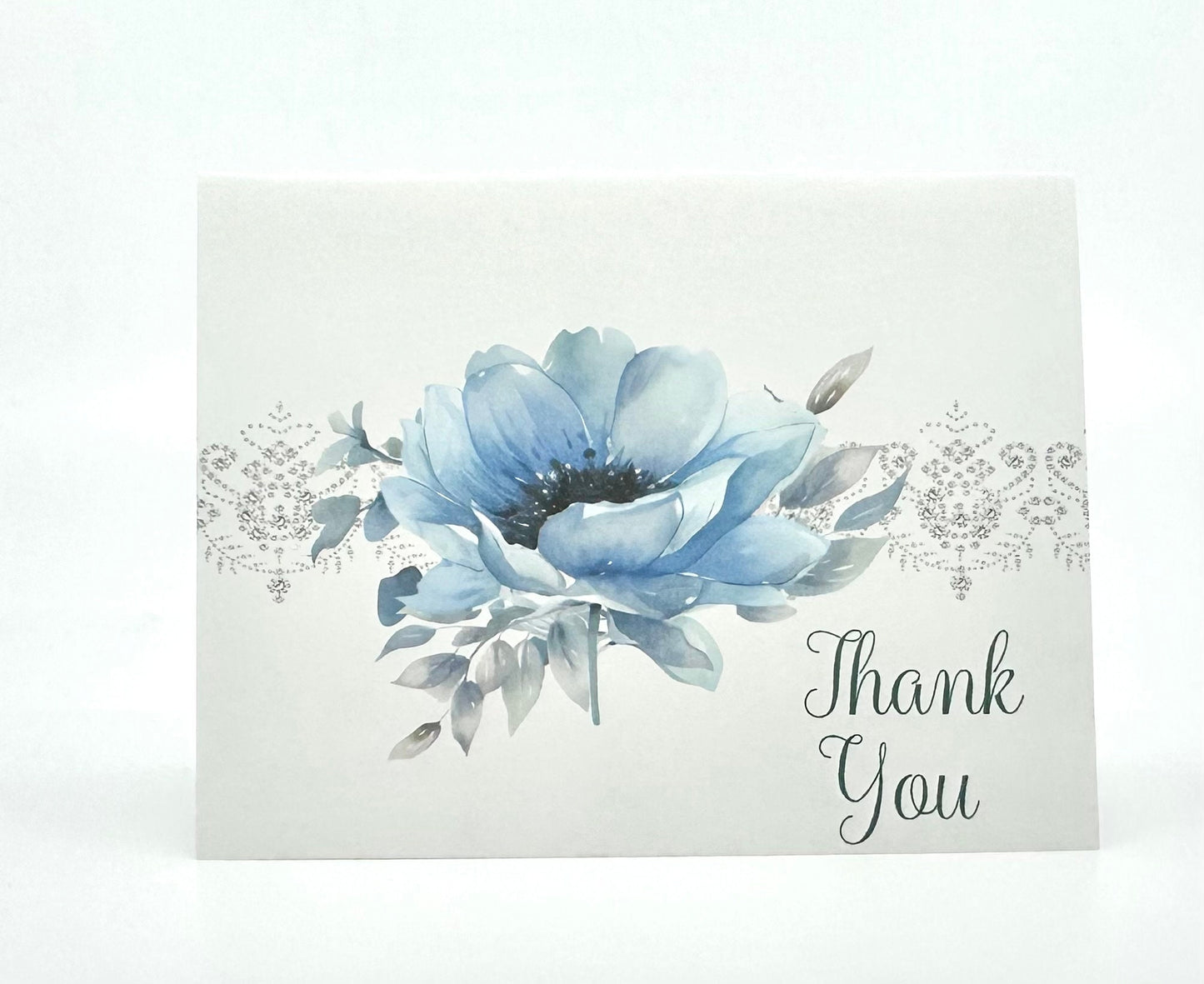 Blue Poppy Anemone Bouquet Tea Party Favor Gift Box Bag Bridal Baby Showers Birthdays Wedding