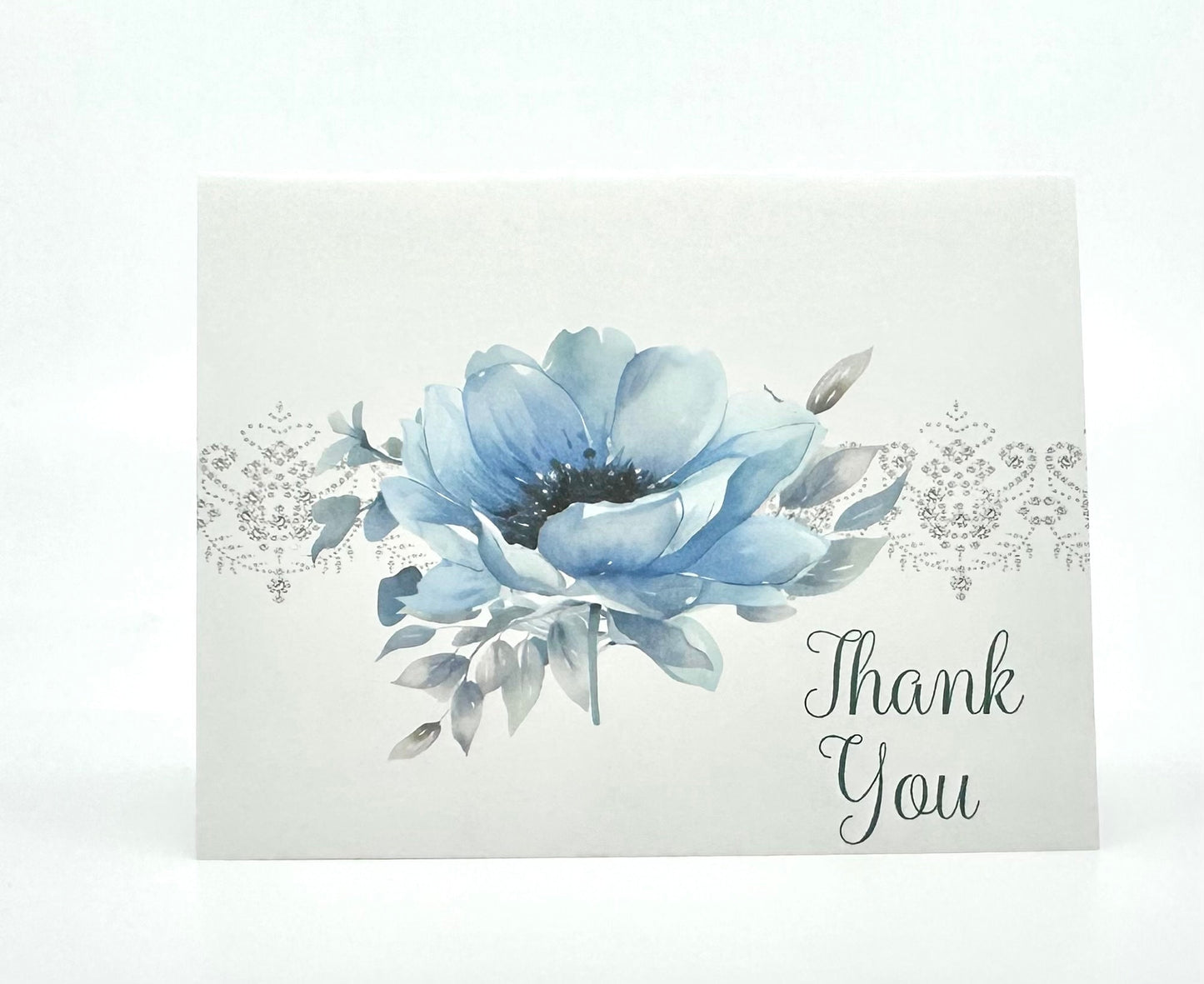 Blue Poppy Anemone Bouquet Tea Party Thank You Note Card