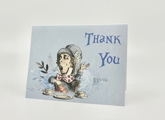 Mad Hatter Thank You Note Card Alice in Wonderland Tea Party Ensemble for Bridal Baby Shower Birthday