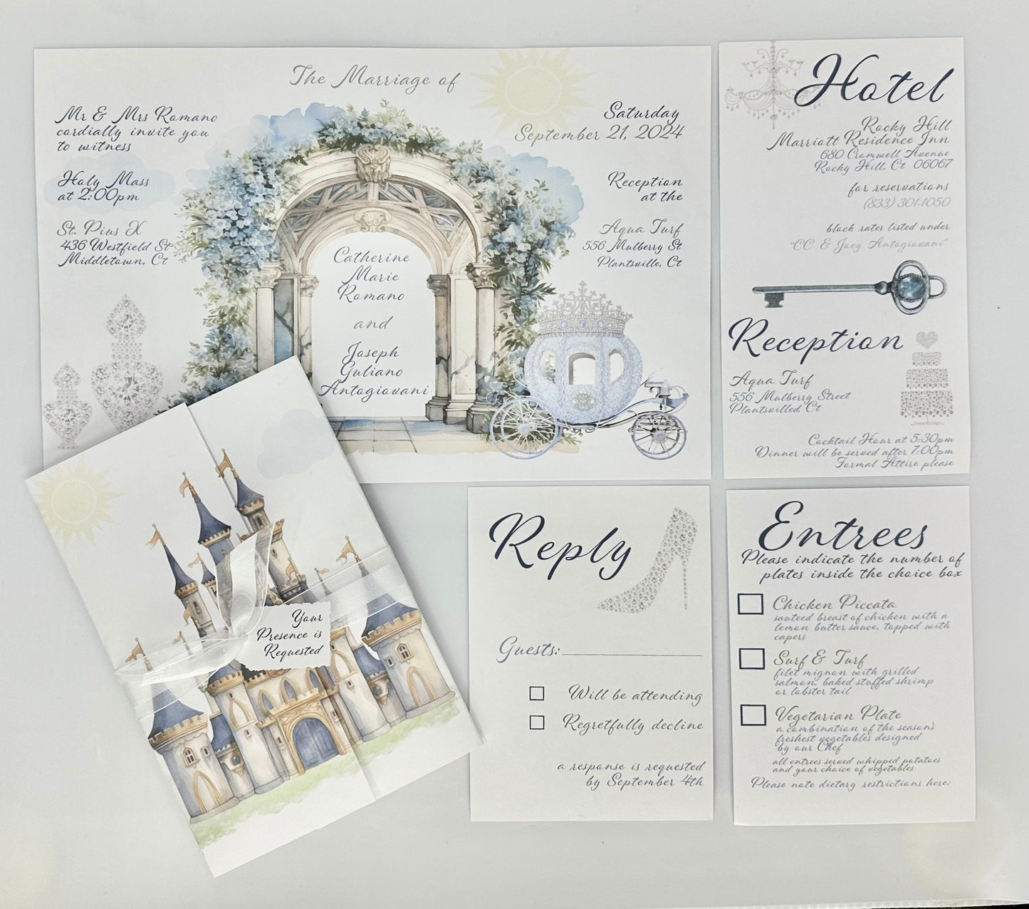 Gatefold Fairytale Blue Castle Invitations for Wedding Bridal Shower Quinceanera Sweet Sixteen Birthday
