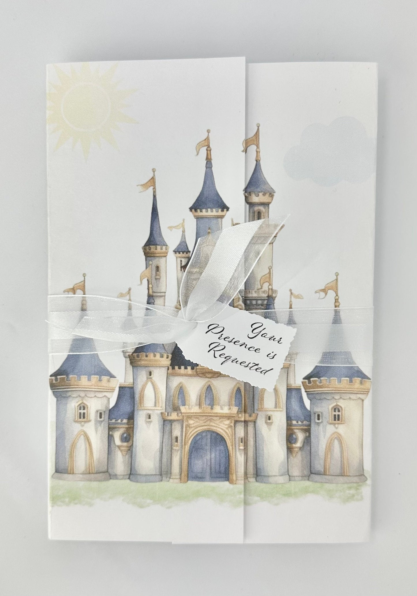 Gatefold Fairytale Blue Castle Invitations for Wedding Bridal Shower Quinceanera Sweet Sixteen Birthday