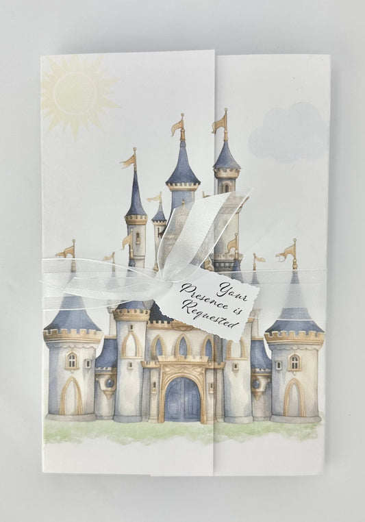 Gatefold Fairytale Blue Castle Invitations for Wedding Bridal Shower Quinceanera Sweet Sixteen Birthday