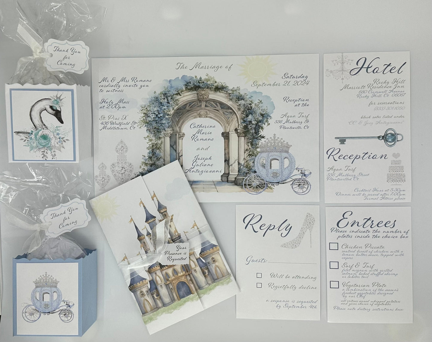 Gatefold Fairytale Blue Castle Invitations for Wedding Bridal Shower Quinceanera Sweet Sixteen Birthday
