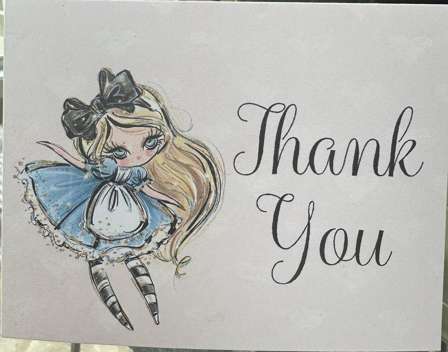 Alice in Wonderland Tea Party Whimsical Thank You Cards for Bridal Baby Shower Birthday Special Events by The Paper Fascinator