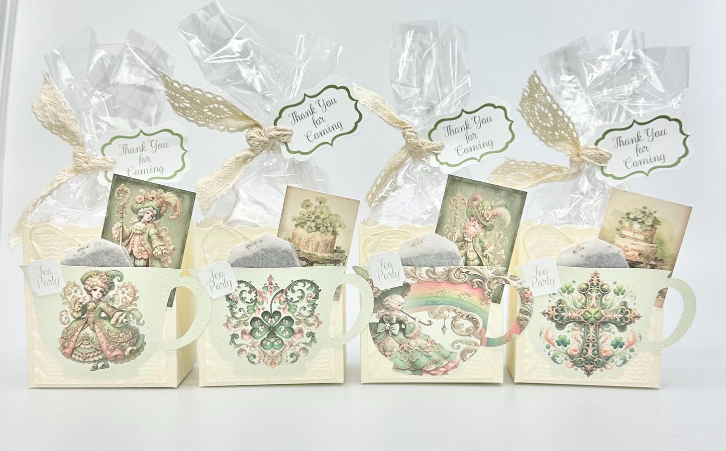 Leprechaun Tea Party Favor with Lady and Rainbow for bridal baby shower wedding birthday St Patrick’s Day milestone celebration