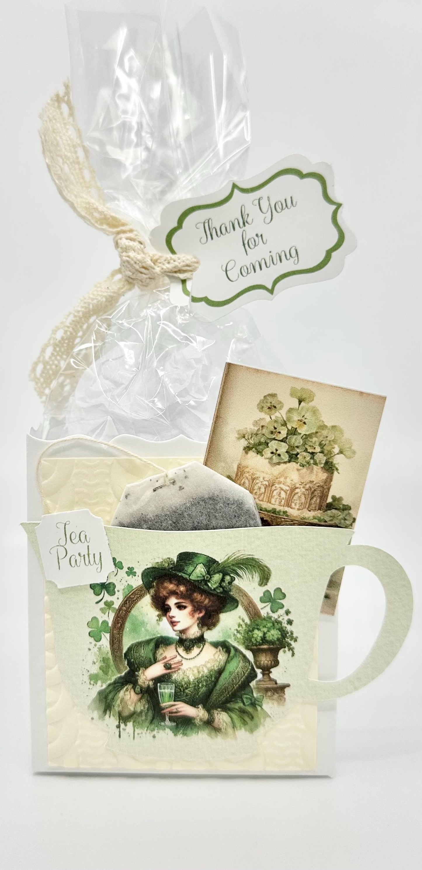 3 Irish Celtic St Patricks Day Tea Party Favors on white box for bridal baby shower birthday wedding milestone celebration