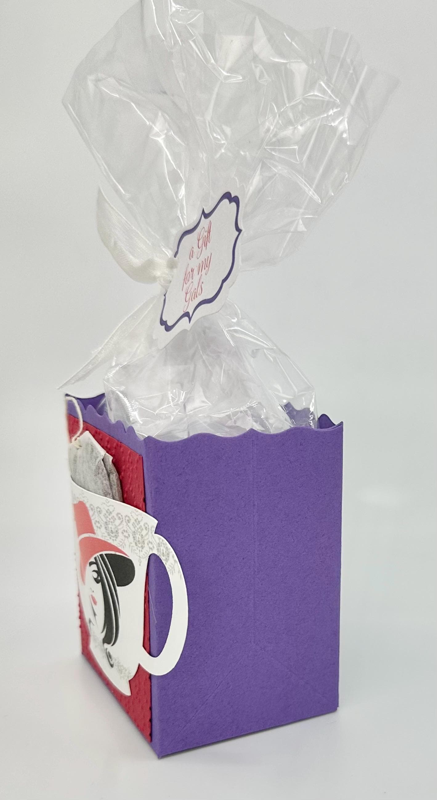 Red & Purple Tea Party Favor Box, Bridal Shower Gift