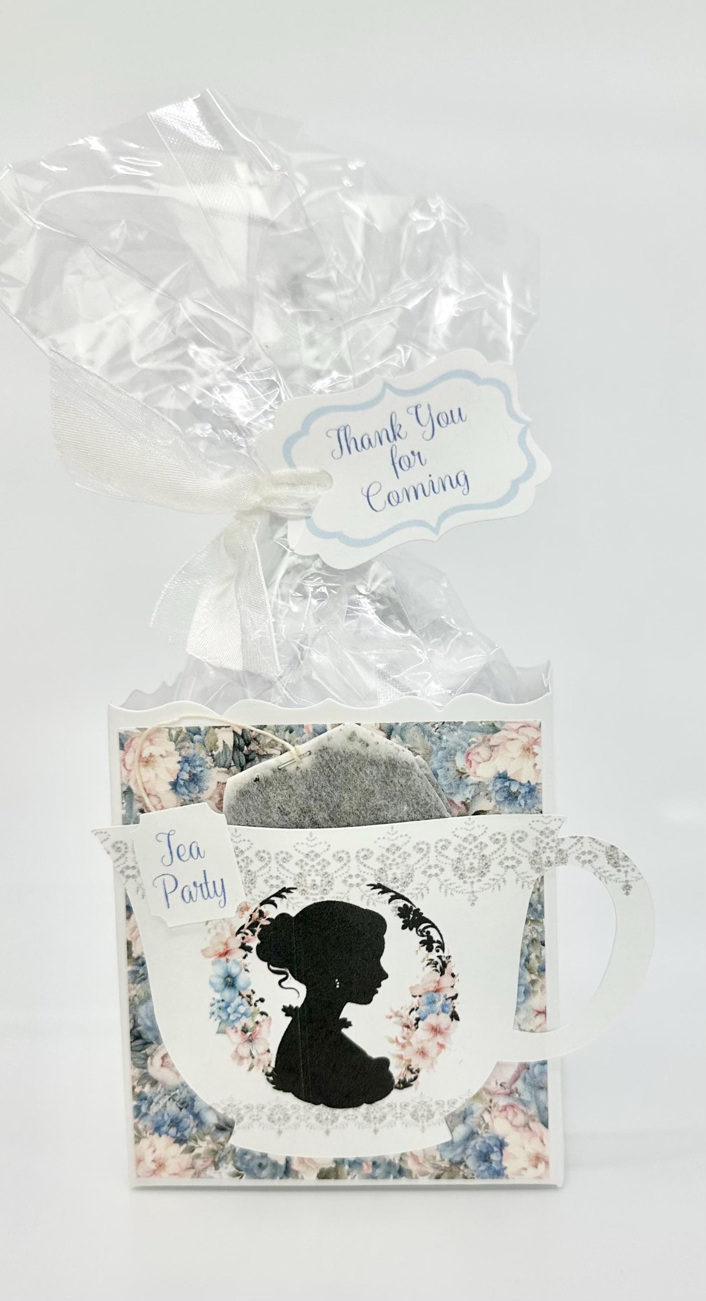 Victorian Silhouette Blue Pink & Cream Bouquet Tea Party Ensemble