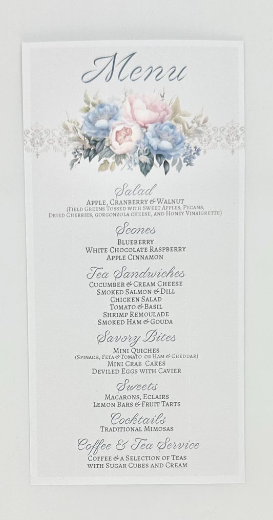 Victorian Silhouette Blue Pink & Cream Bouquet Tea Party Ensemble