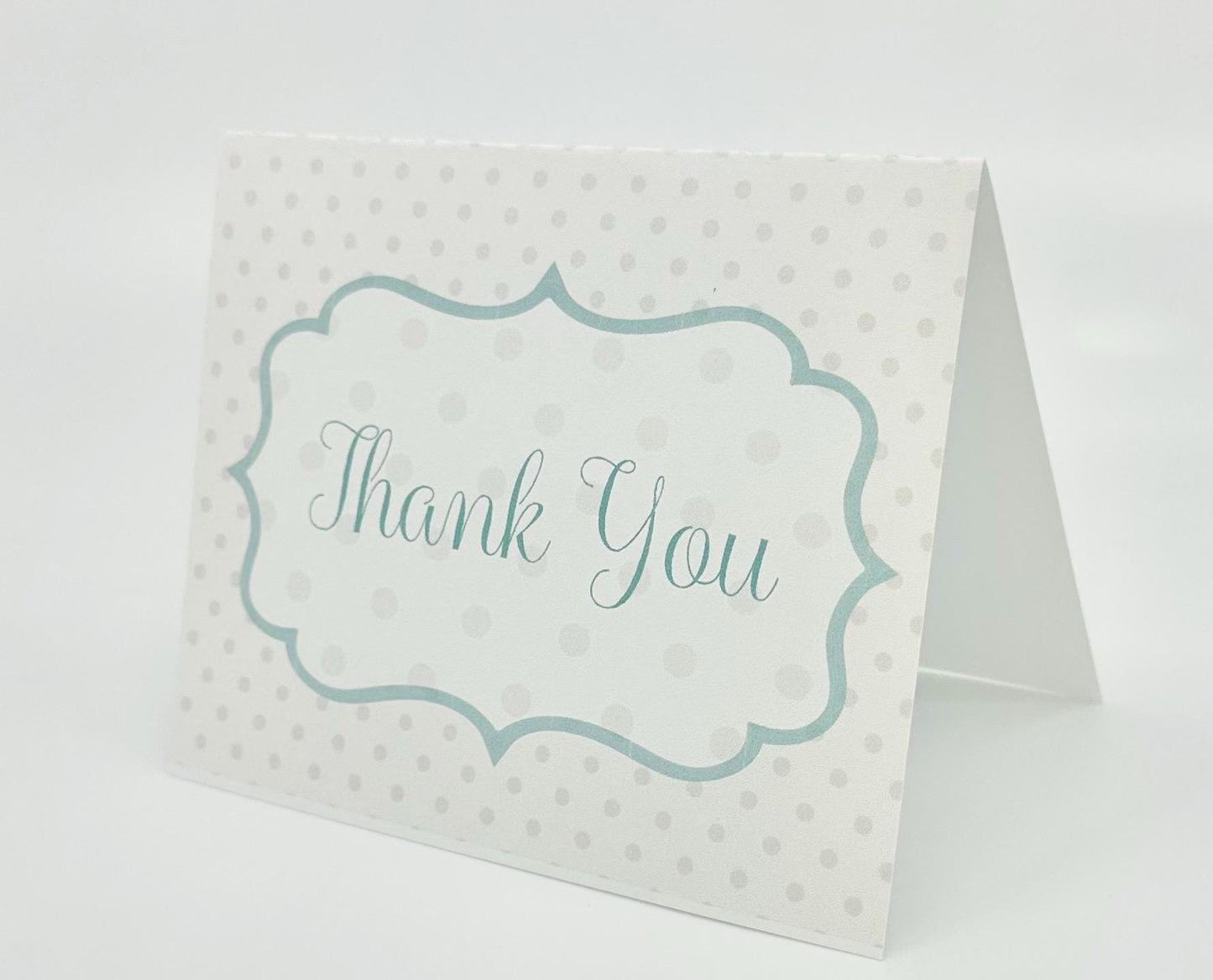 Turquoise Teal Polka Dot Tea Party Thank You Card for Bridal Baby Shower Birthday Special Events by The Paper Fascinator