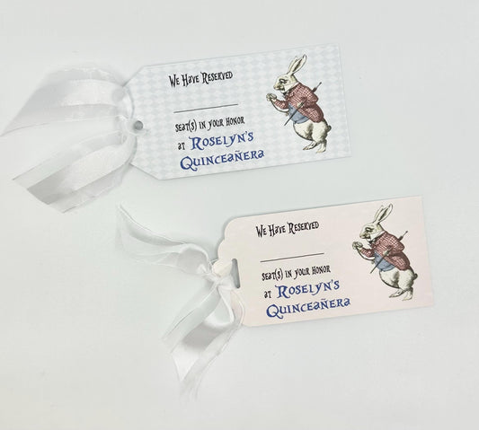 Alice in Wonderland Table Reservation Cards for Bridal Baby Shower Birthday Quinceanera Event