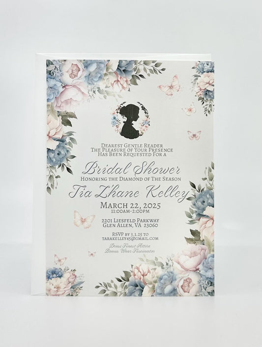 Victorian Silhouette Tea Party Invitation: Bridal Shower, Wedding, Birthday