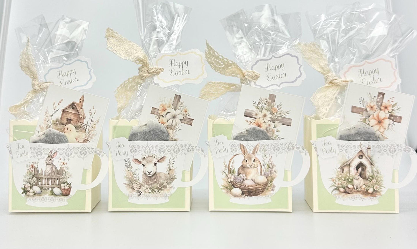 Bunny and Chick Tea Party Favor Gift Box & Bag for Easter Sunday Basket