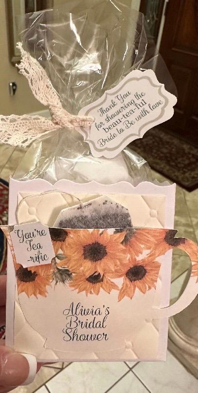 Sunflower Bridal Shower Tea Party Favor