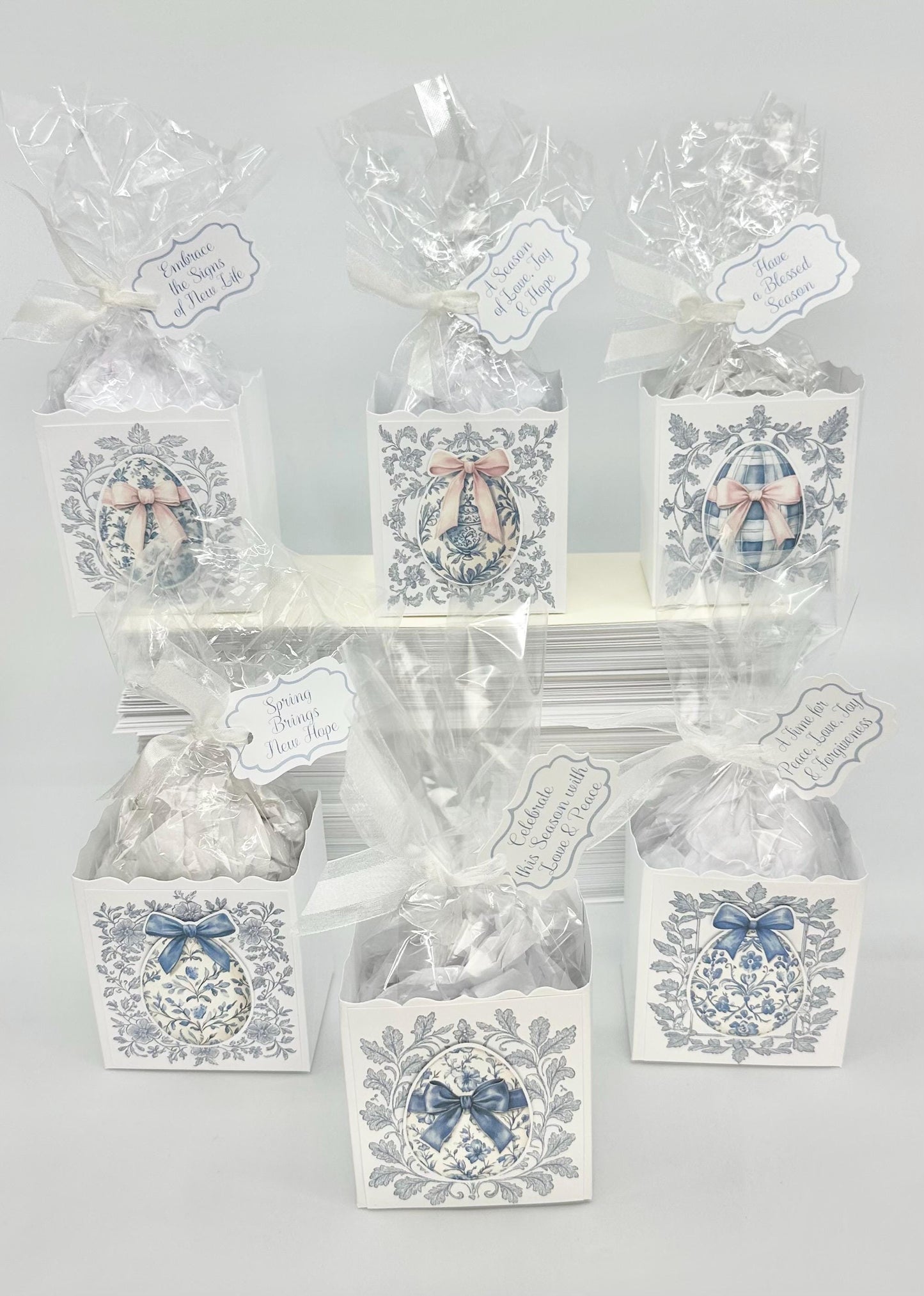 Dark Blue Bow 3-D Toile Easter Egg Gift Basket Box and Bag Party Favors
