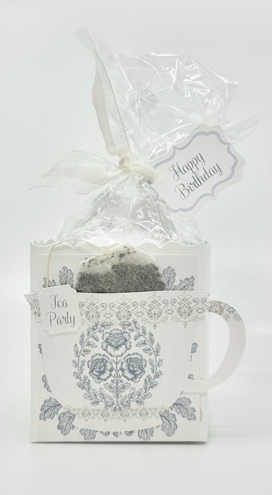 Four Parisian Blue Toile with diamond lace Tea Party Favors for Bridal Baby Showers Weddings Birthday Special Corporate Event Planning
