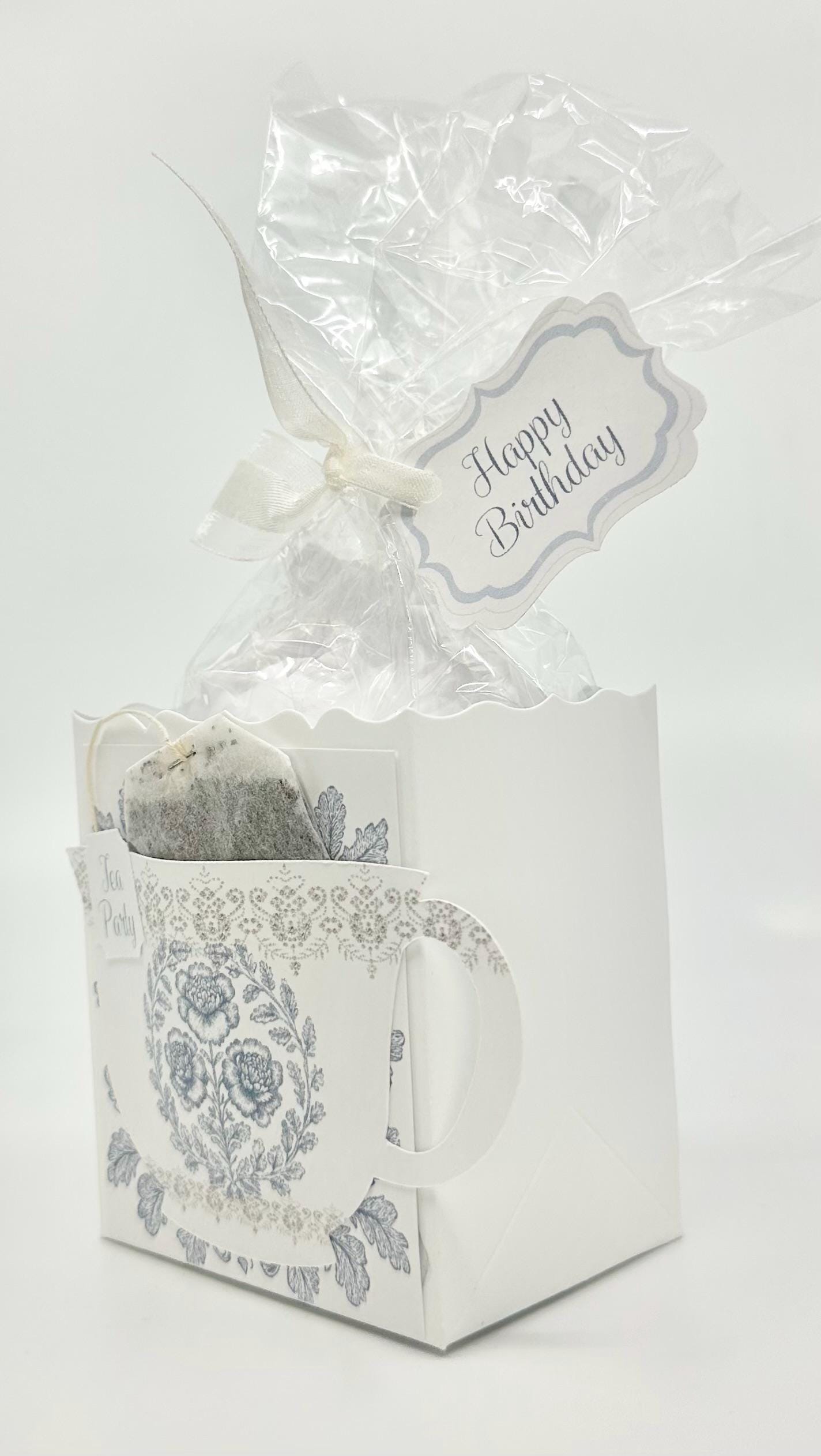 Four Parisian Blue Toile with diamond lace Tea Party Favors for Bridal Baby Showers Weddings Birthday Special Corporate Event Planning