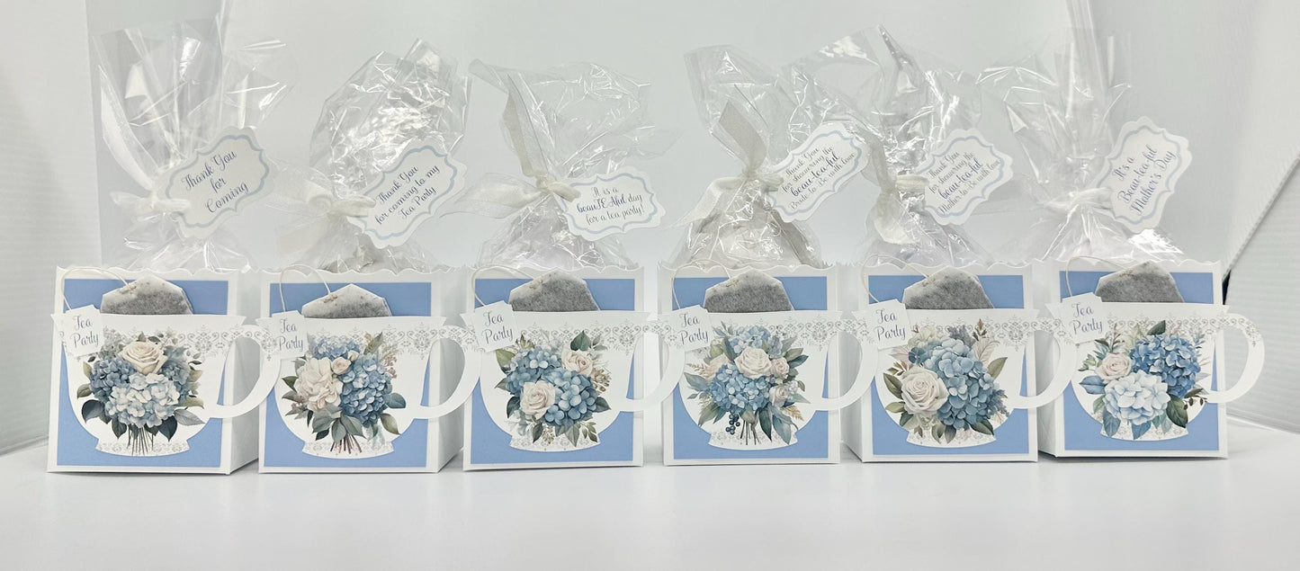 Blue Hydrangea with White Rose(s) Bouquets Party Favors Gift Box & Bag for Bridal Baby Shower Birthday by the Paper Fascinator