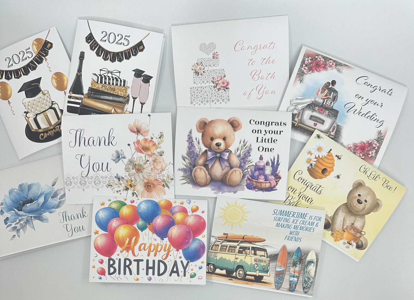 Bundle Bouquet of Various Greeting Cards - Bridal, Baby, Birthday, Graduation and Thank You