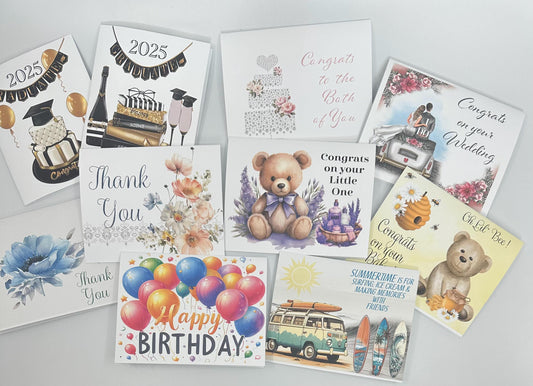 Bundle Bouquet of Various Greeting Cards - Bridal, Baby, Birthday, Graduation and Thank You