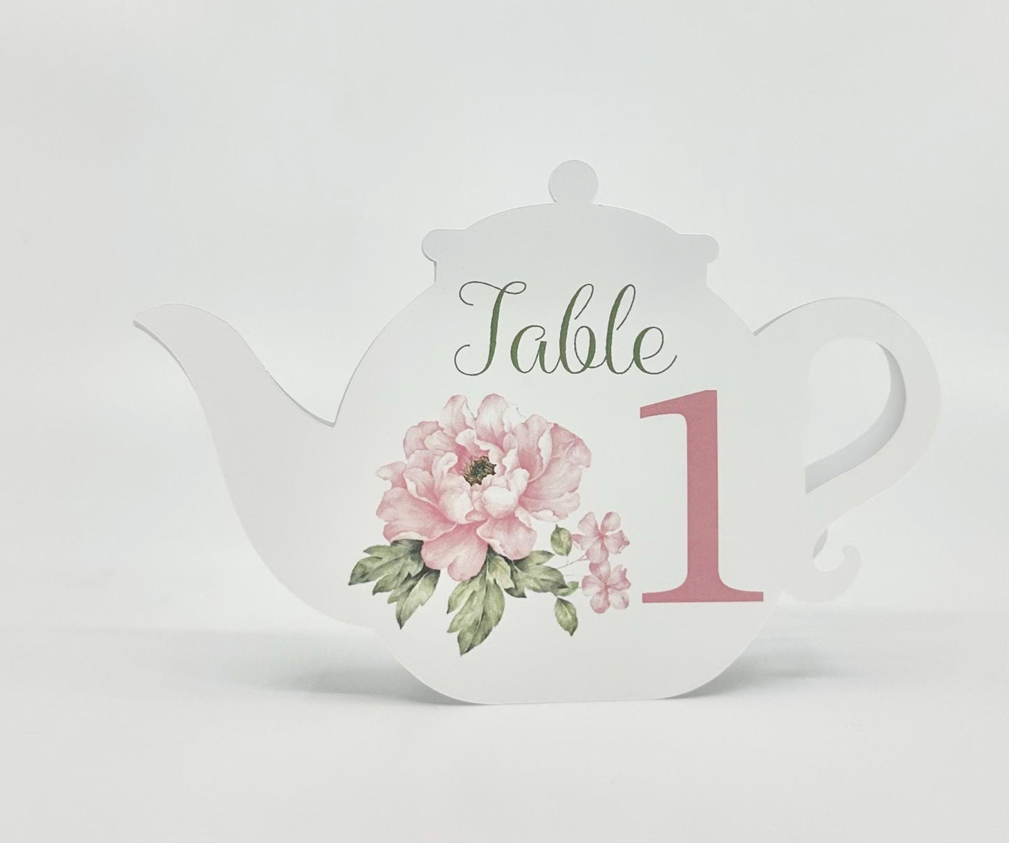 Pink Peony Teapot Table Signs by the Paper Fascinator for Bridal Baby Shower Birthday  Special Events