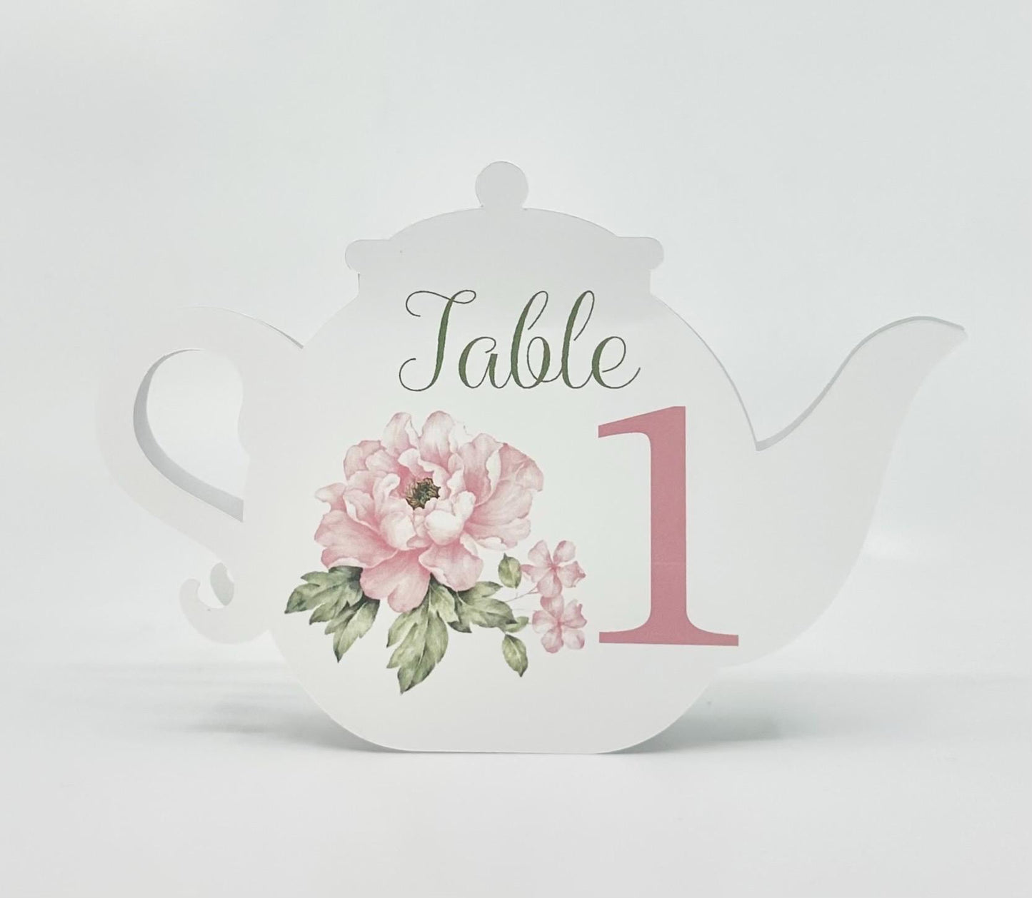 Pink Peony Teapot Table Signs by the Paper Fascinator for Bridal Baby Shower Birthday  Special Events