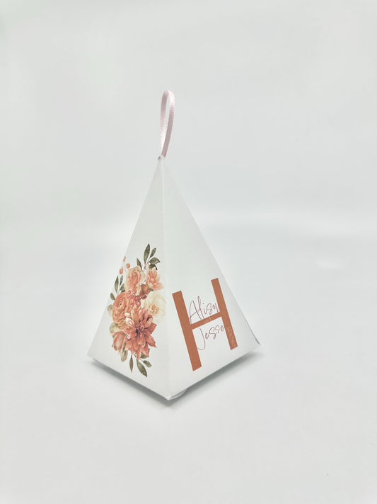 Fall Terracotta Triangle Petal Cone Tea Party Gift Favor by Paper Fascinator for Bridal Showers Weddings Birthdays Baby Special Events