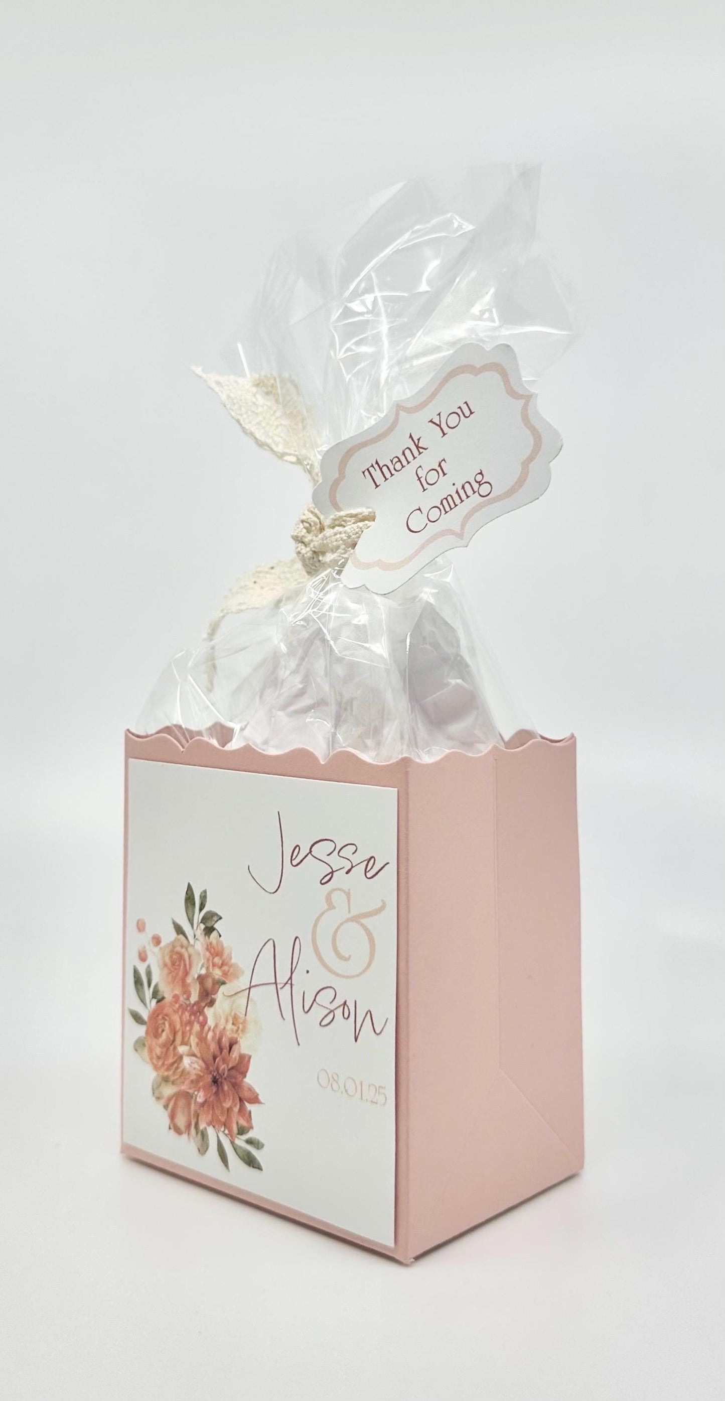 Fall Terracotta Bouquet on Blush Box Tea Party Favor Gift & Bag Wedding Bridal Baby Shower Birthday Special Corporate Event Planning