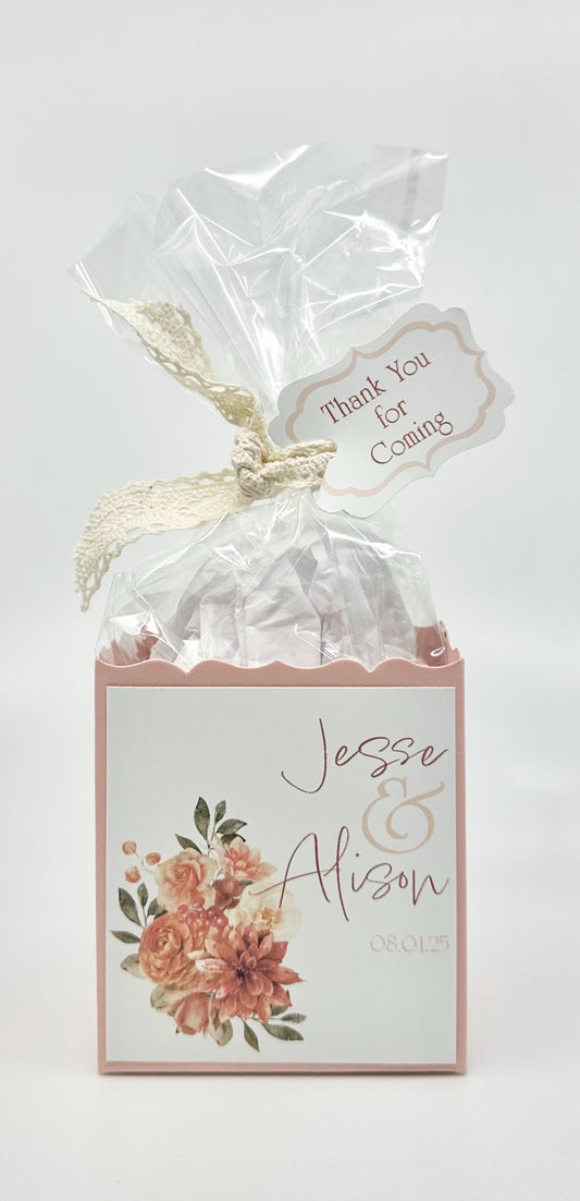 Fall Terracotta Bouquet on Blush Box Tea Party Favor Gift & Bag Wedding Bridal Baby Shower Birthday Special Corporate Event Planning
