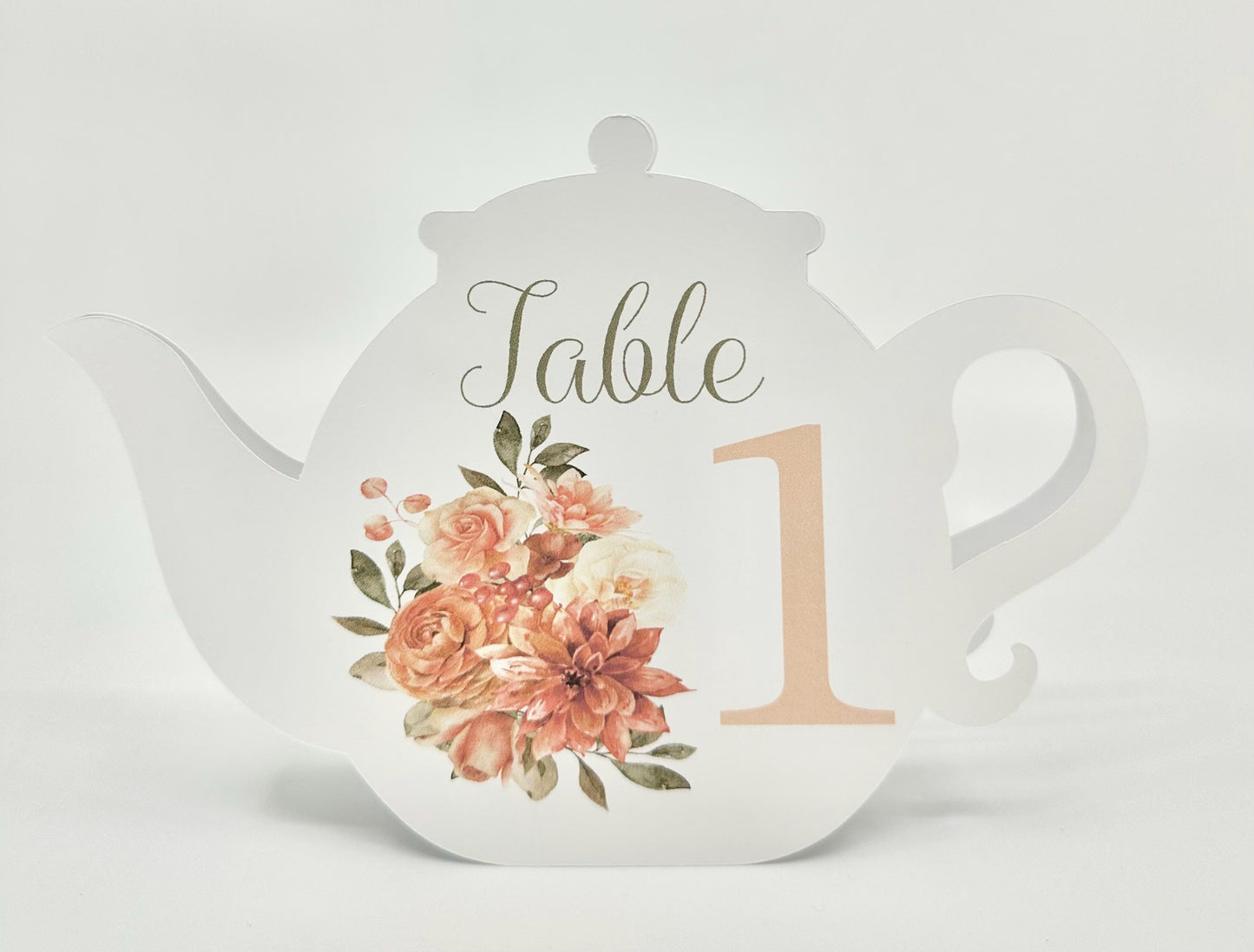 Terracotta Autumn Fall Flower Bouquet Teapot Table Assignment Signs by Paper Fascinator for Bridal Baby Shower Birthday Special Events