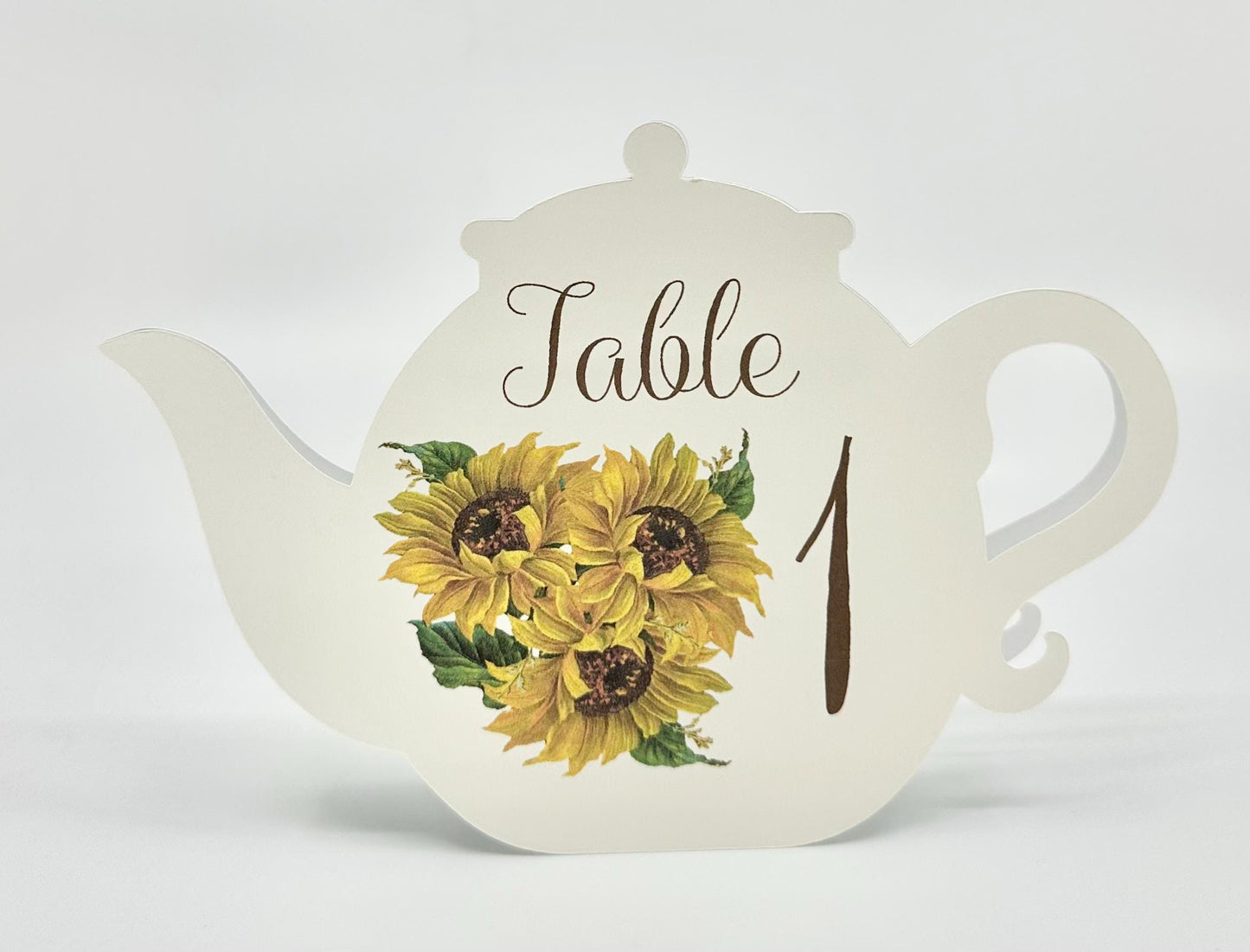 Sunflower MidSummer Autumn Fall Flower Bouquet Teapot Table Assignment Signs by Paper Fascinator for Bridal Baby Shower Birthday Events