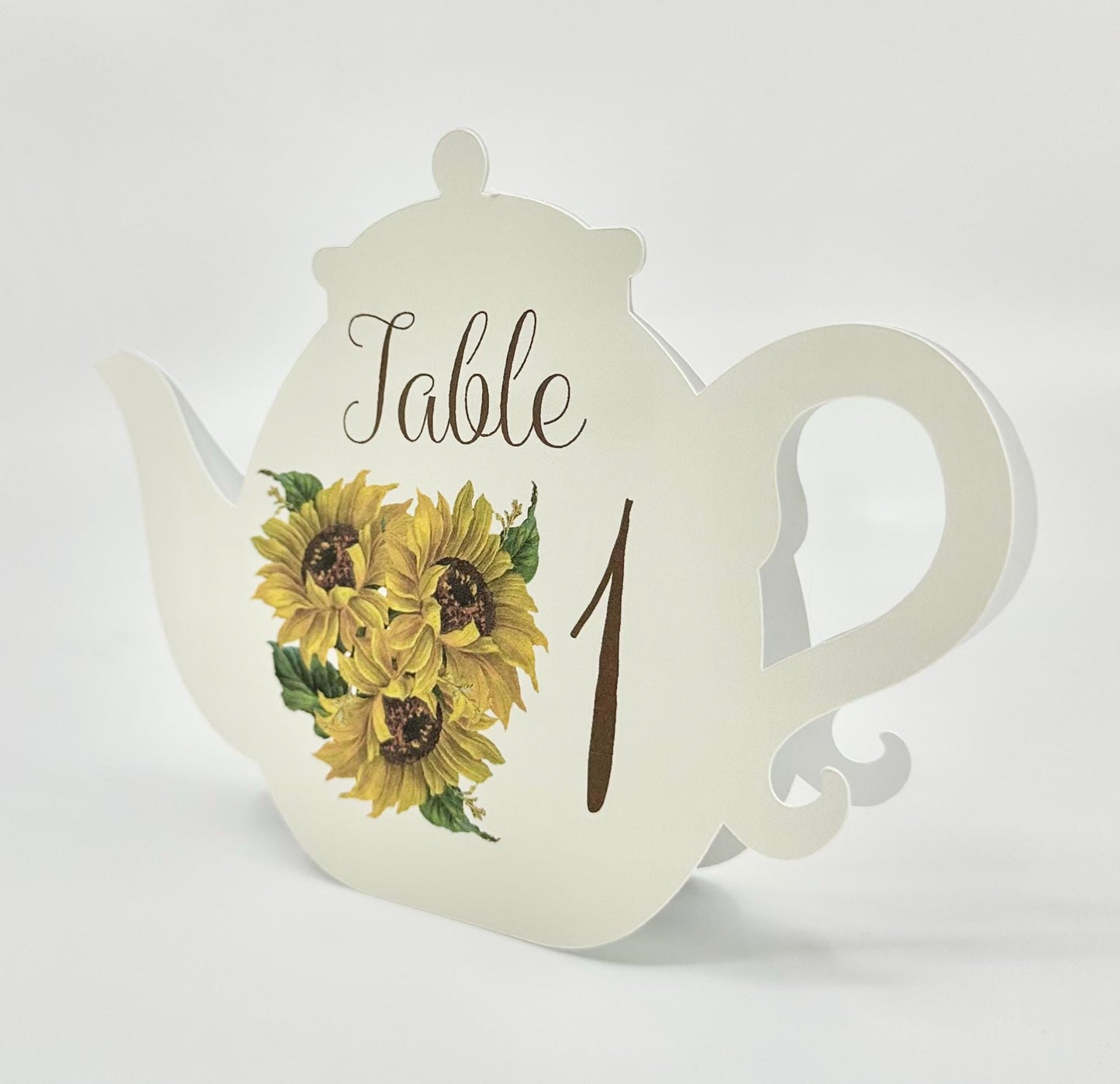 Sunflower MidSummer Autumn Fall Flower Bouquet Teapot Table Assignment Signs by Paper Fascinator for Bridal Baby Shower Birthday Events