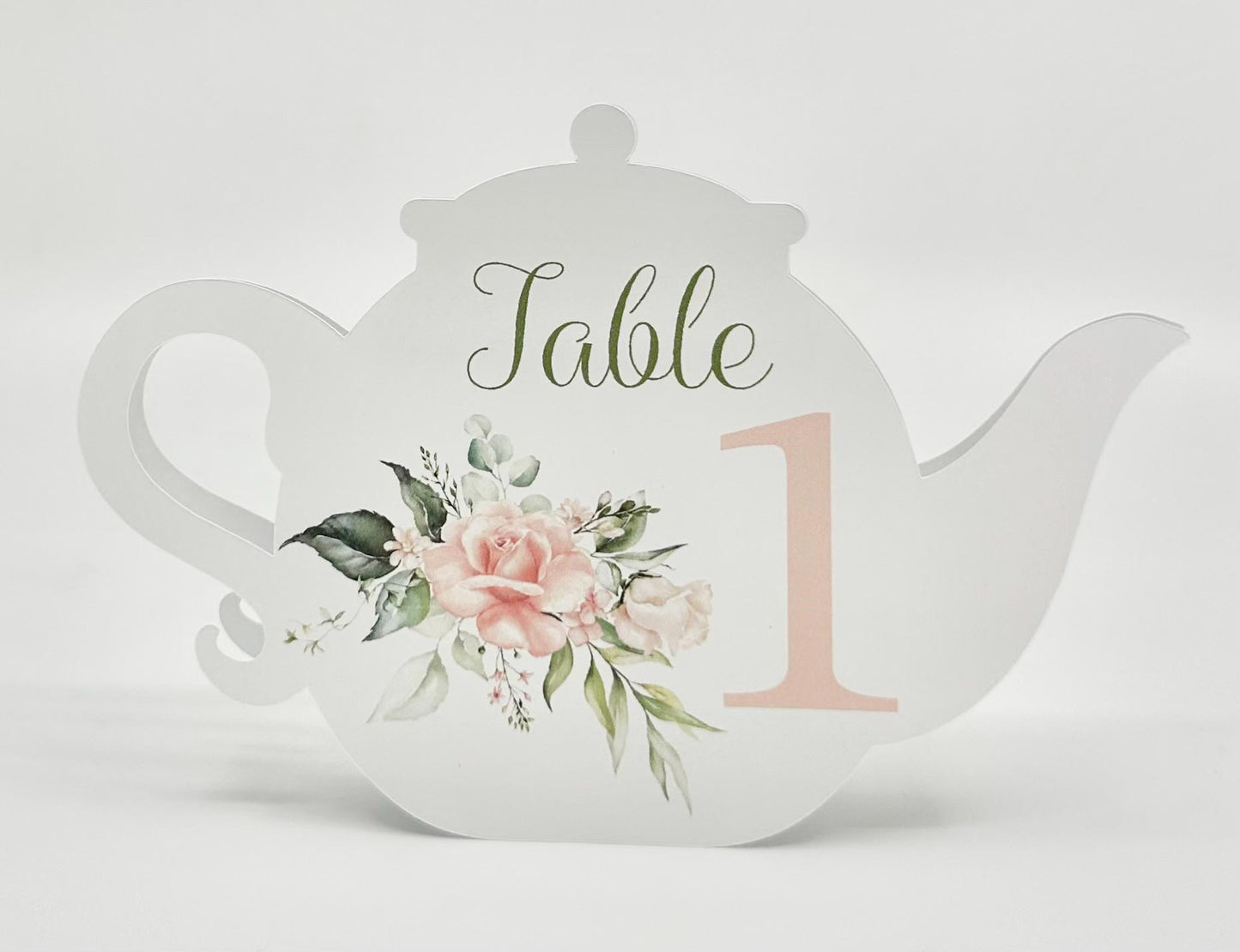 Beau-Tea-Ful Pink Rose Flower Bouquet Teapot Table Assignment Signs by Paper Fascinator for Bridal Baby Shower Birthday Events