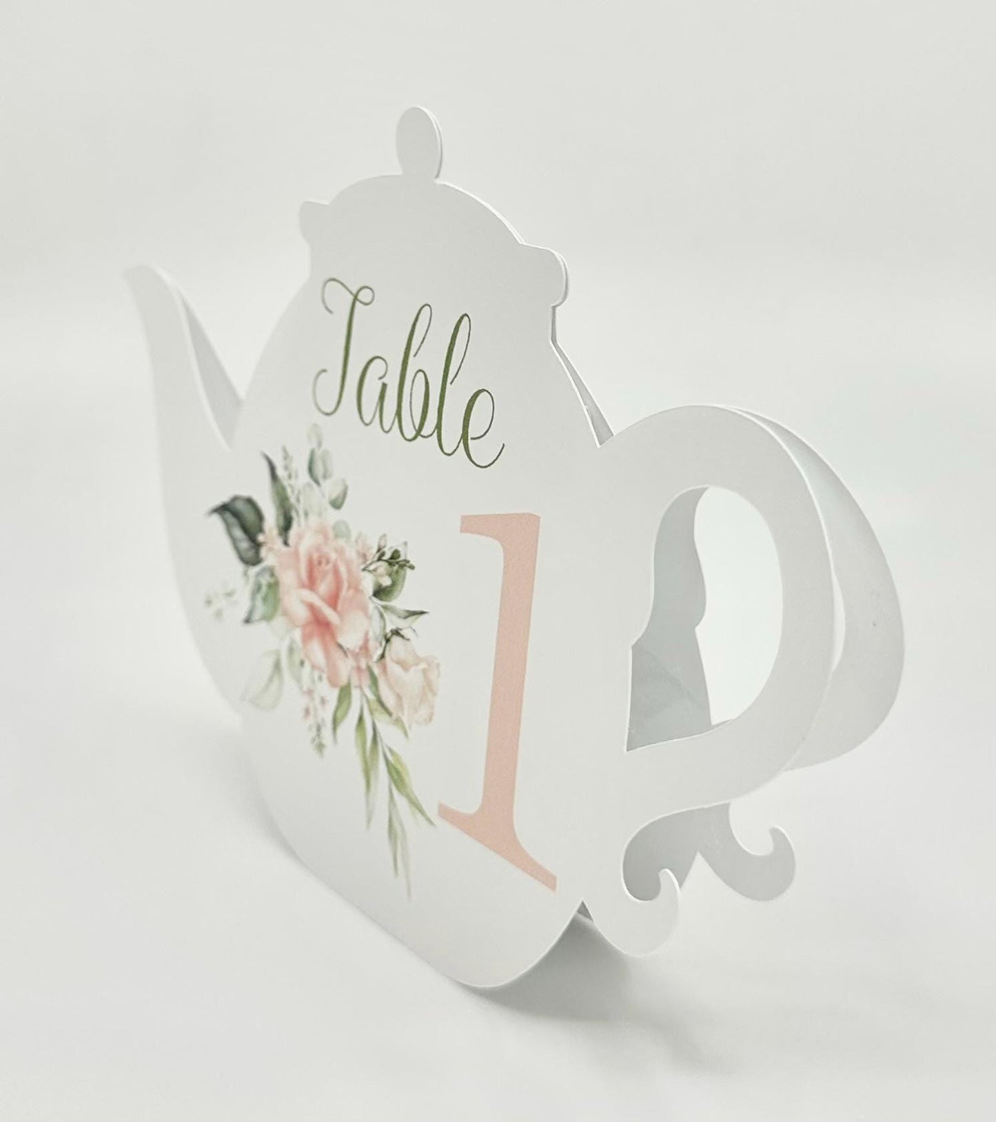 Beau-Tea-Ful Pink Rose Flower Bouquet Teapot Table Assignment Signs by Paper Fascinator for Bridal Baby Shower Birthday Events